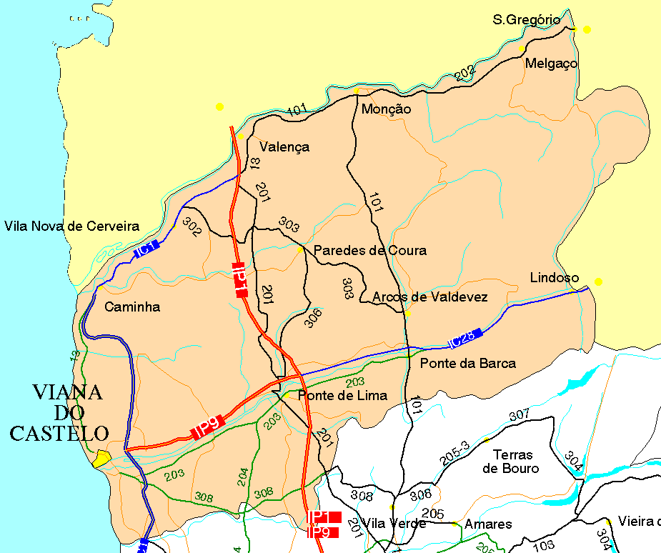 Road map of the High-Minho Region